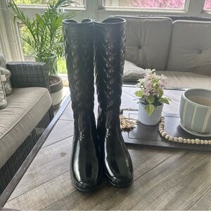 Hunter Refined Gloss Quilted Tall Rainboot Women’s size 9 Black